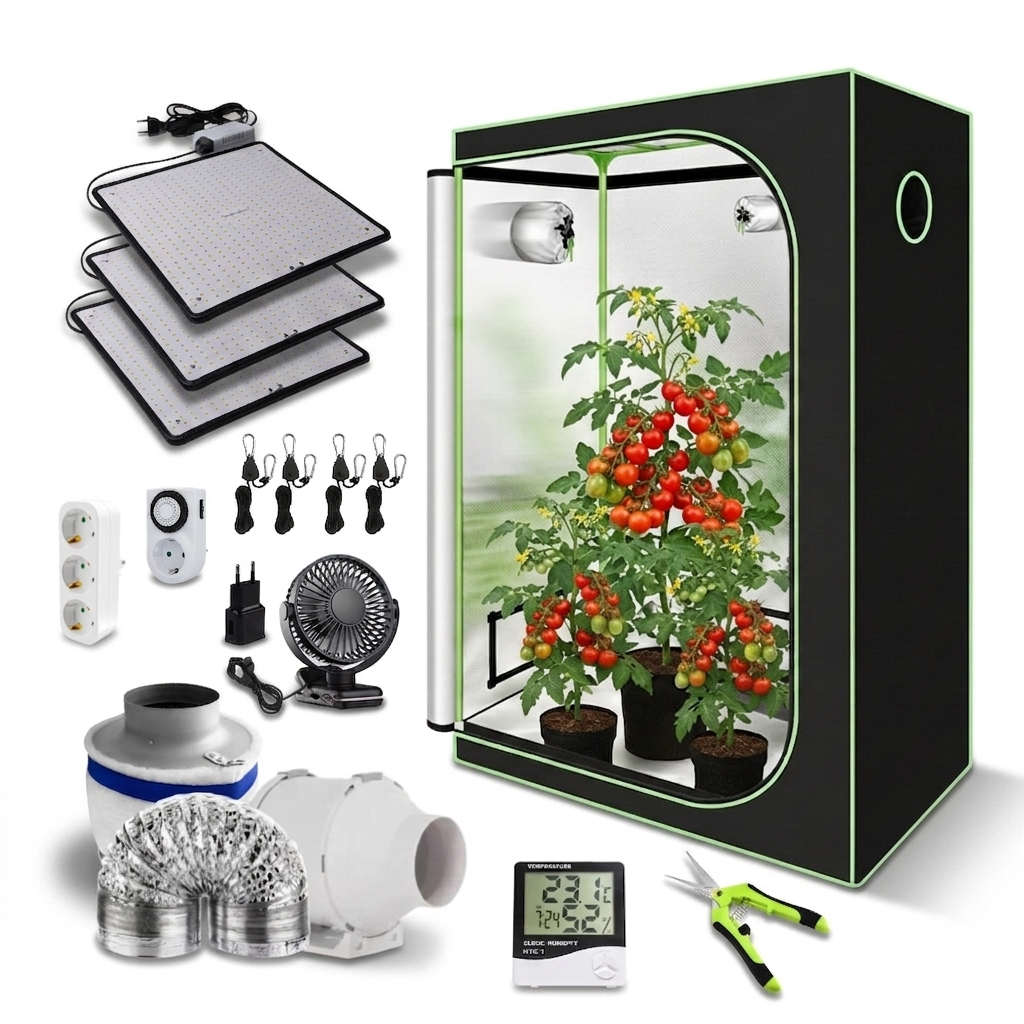 Growbox Komplettset 120x60x180cm | 150W Full Spectrum LED, Abluft&AKF für 3 Pflanzen Indoor Grow Einsteiger Set