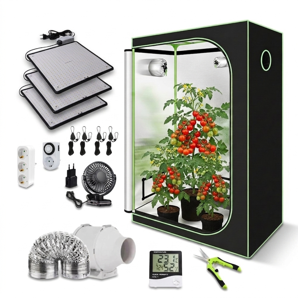 Growbox Komplettset 120x60x180cm | 150W Full Spectrum LED, Abluft&AKF für 3 Pflanzen Indoor Grow Einsteiger Set